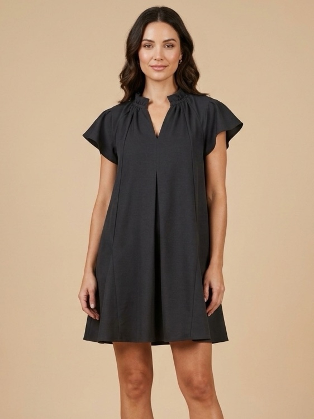 THML Women's Black Flutter Sleeve Lightweight Shift Dress Black. Small.